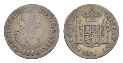 Мексика 1/2 реала 1806 Mo, Карл IV (1788-1808) KM 72 серебро 603-644