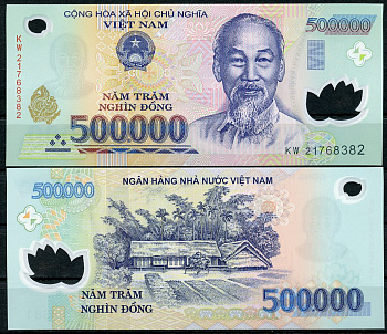 Вьетнам 500000 донгов 2022 Хо Ши Мин, место рождения Хо Ши Мина в Кием Линь Pick 124  пластик  UNC (пресс) 451-388-3