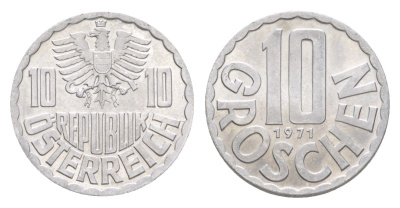 Австрия 10 грошей 1971 KM 2878 алюминий 4643-451