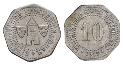 Биттерфельд 10 пфеннигов 1917 Funck 44.4, Men05 2917.7, Men18 3746.7 железо 4636-718
