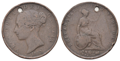 Великобритания 1/2 пенни 1853 Виктория (1837-1901) KM 726, Spink 3949 медь 4707-823