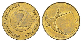 Словения 2 толара 2004 KM 5 латунь UNC 4633-645