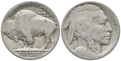США 5 ЦЕНТОВ ND ИНДЕЕЦ, БИЗОН KM 134 медно-никель 34-127