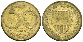 Австрия 50 грошей 1963 KM 2885 алюминиевая бронза 4172-226
