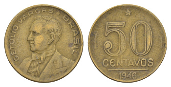 Бразилия 50 сентаво 1946 KM 557a алюминиевая бронза 4655-1116