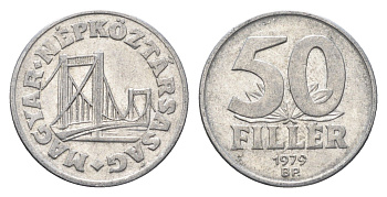 Венгрия 50 филлеров 1979 BP мост Елизаветы в Будапеште KM 574 алюминий 4668-249