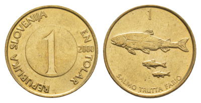 Словения 1 толар 2000 KM 4 латунь UNC 4659-563