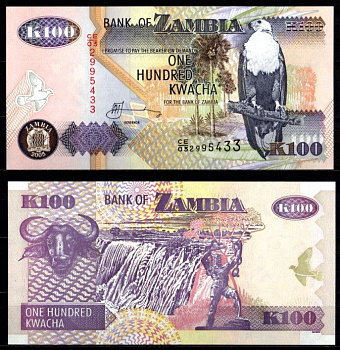 Замбия 100 квач 2005 Pick 38 e бумага UNC (пресс) 7214-29-2-1