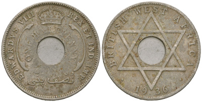 Британская Западная Африка 1/2 пенни 1936 Эдуард VIII (1936) KM 15 медно-никель 4620-315