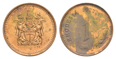 Родезия 1 цент 1977  KM 10 бронза  aUNC  4641-213