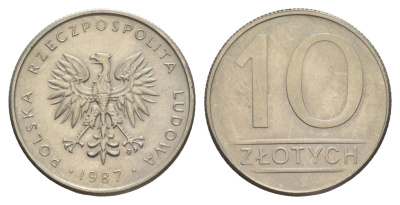 Польша 10 злотых 1987 Y 152.1 медно-никель UNC 4633-135