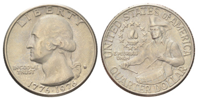 США 25 центов (квотер) 1976 D, 200 лет независимости (1776-1976), Вашингтон, барабанщик KM 204 медь плакированная медно-никелем 4666-935