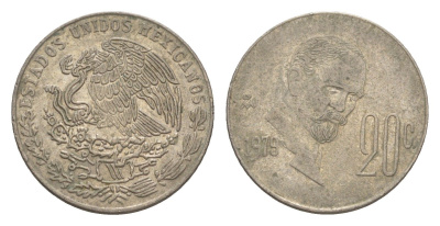 Мексика 20 сентаво 1979 Франциско Индалеси KM 442 медно-никель 4644-654