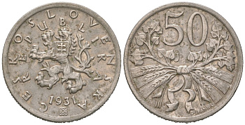 Чехословакия 50 геллеров 1931 KM 2 медно-никель 4124-211
