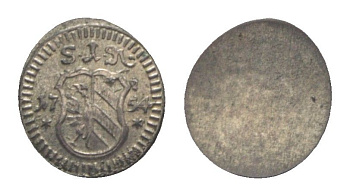 Нюрнберг 1 пфенниг 1754 KM 315 серебро UNC 1529-915