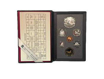 Канада набор из 7 монет (1, 5, 10, 25 и 50 центов; 1 доллар) 1996 Яблоки Мекинтош, в оригинальной упаковке, с сертификатом подлинности KM 181, 182, 183, 184, 185, 186 и 274 PROOF 7-7-12
