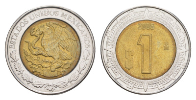 Мексика 1 песо 2005 Mo KM 603 биметалл UNC 4636-525