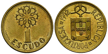 Португалия 1 эскудо 1992 KM 631 никель латунь 4164-1115