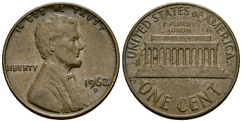 США 1 цент 1962 D KM 201 медь цинк 4136-957