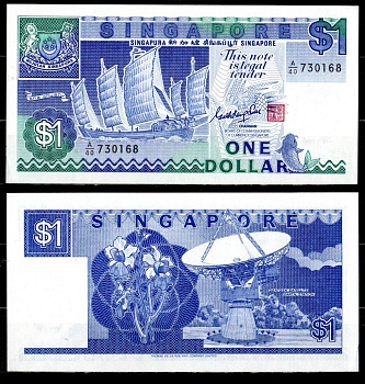 Сингапур 1 доллар 1987 Pick 18 a бумага 7376-24-1-2