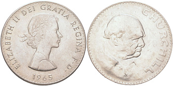 Великобритания 1 крона (5 шиллингов) 1965 Уинстон Черчилль, Елизавета II (1952-2022) KM 910, Spink 4144 медно-никель UNC 118-1134