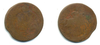 РОССИЯ 1 КОПЕЙКА 1759 медь 61-525