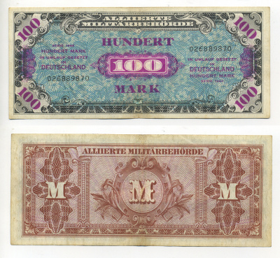 ГЕРМАНИЯ 100 МАРОК 1944 Pick 197a бумага 7183-1-3