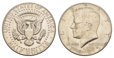 США 1/2 доллара (50 центов) 1983 D, Джон Кеннеди KM A202b медь плакированная медно-никелем aUNC 4367-911