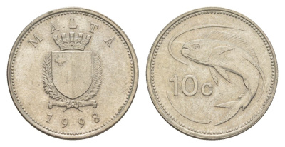 Мальта 10 центов 1998 KM 96 медно-никель 4633-627