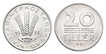 Венгрия 20 филлеров 1988 BP KM 573 алюминий 4668-143