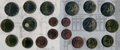 Люксембург набор из 10 евромонет (1, 2, 5, 10, 20 и евроцентов; 1 и 2 евро) 2007 в оригинальной коробке с сертификатом MS 20 (KM 75, 76, 77, 89, 90, 91, 92, 93, 94, 95) BU 6-5-3-05