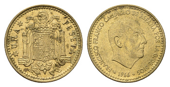 Испания 1 песета 1966 (70) Франсиско Франко (1939-1975) KM 796 алюминиевая бронза 4708-417