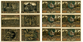 Эйзенах набор из 6 банкнот по 50 пфеннигов 1921 31 мая 1921, нотгельд, земля Тюрингия, полный комплект, бумага белая Grabowski 320.2а бумага 2193-3-2-1