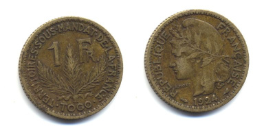 ФРАНЦУЗСКОЕ ТОГО 1 ФРАНК 1924 57-353