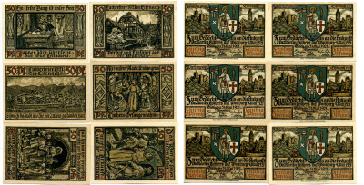 Эйзенах набор из 6 банкнот по 50 пфеннигов 1921 31 мая 1921, нотгельд, земля Тюрингия, полный комплект, бумага белая Grabowski 320.2а бумага 2193-3-2-1