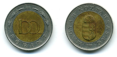 ВЕНГРИЯ 100 ФОРИНТОВ 1998 KM 721 биметалл 25-915