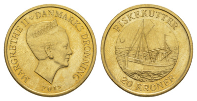 Дания 20 крон 2012 Корабли - Рыболовецкая лодка KM 953 алюминиевая бронза UNC 4650-1026