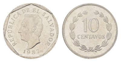 Сальвадор 10 сентаво 1987 KM 155 нержавеющая сталь UNC 4668-544