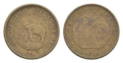 Либерия 1/2 цента 1937 KM 10 латунь 4614-762
