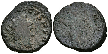 Римская Империя (императоры в Галлии) антониниан 273 - 274 Тетрик I PAX AVG Пация, персонификация Мира Августа Треверов fine RIC 100 бронза 270-911