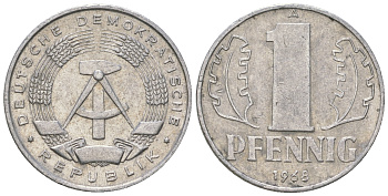 ГДР 1 пфенниг 1968 А КМ 8.1 алюминий 4615-1216