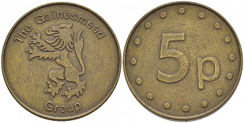 АНГЛИЯ ЖЕТОН ND 5P THE GAINESMEAD GROUP желтый металл 4544-1022