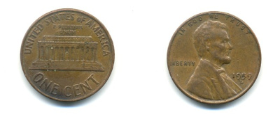 США 1 цент 1959 D, Авраам Линкольн KM 201 медь цинк 76-549