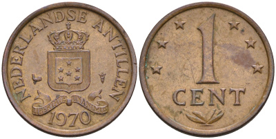 Нидерландские Антилы 1 цент 1970 Юлиана (1948-1980) KM 8 бронза 4169-259