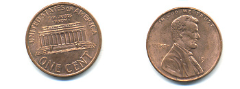 США 1 ЦЕНТ 1996 ЛИНКОЛЬН KM 201b цинк плакированный медью UNC 179-459