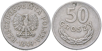 Польша 50 грошей 1949 Y 44a алюминий 94-511