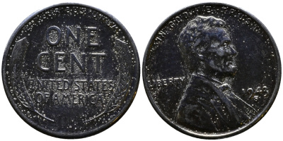 США 1 цент 1943 S (Сан-Франциско), Авраам Линкольн KM 132 a сталь плакированная цинком 4392-1152