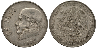 Мексика 1 песо 1975 Хосе Мария Морелос KM 460 медно-никель VF 215-916