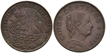 Мексика 5 сентаво 1973 Жозефа Ортис де Домингес KM 427 латунь 4564-944