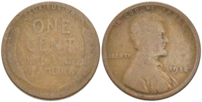 США 1 цент 1918 Авраам Линкольн KM 132 бронза 3309-1232